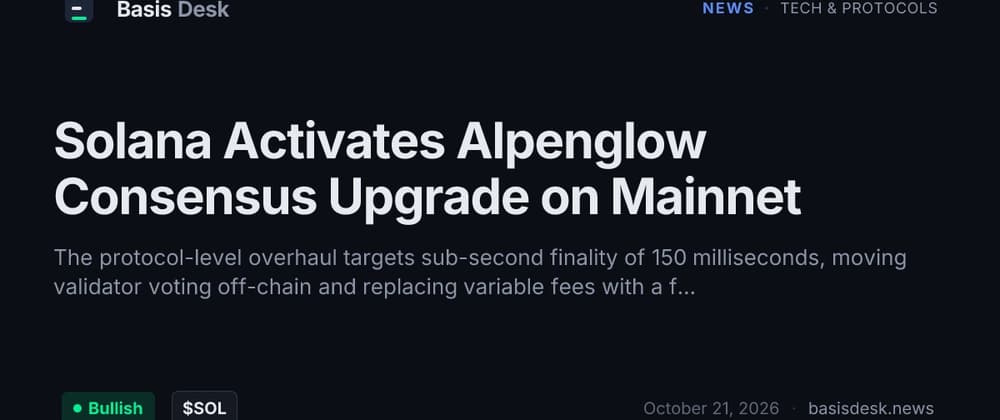 Solana Activates Alpenglow Consensus Upgrade on Mainnet