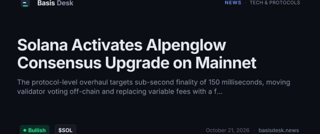 Solana Activates Alpenglow Consensus Upgrade on Mainnet